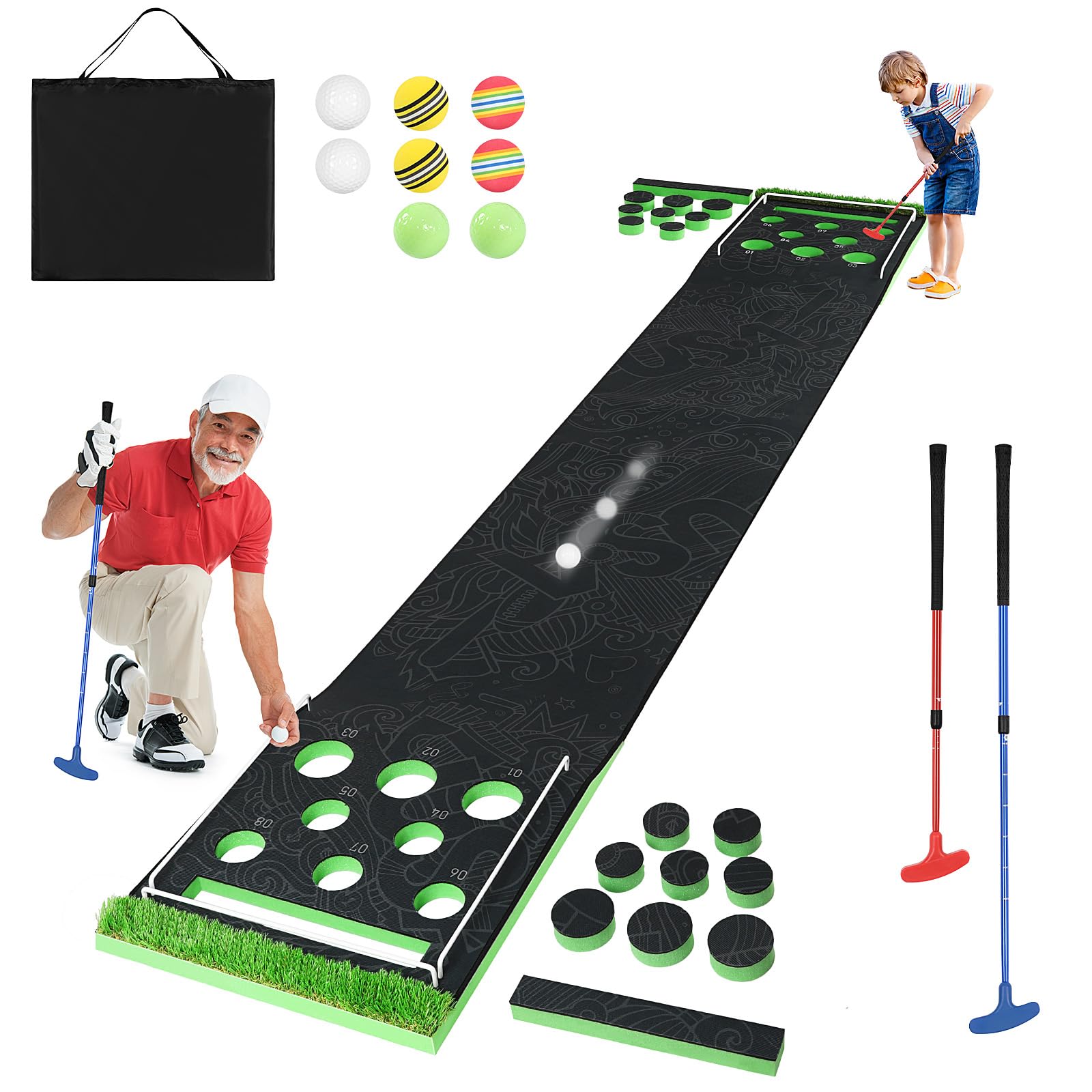 Golf Pong Game Set Golf Pong Putting Game Indoor Putting Green with 2