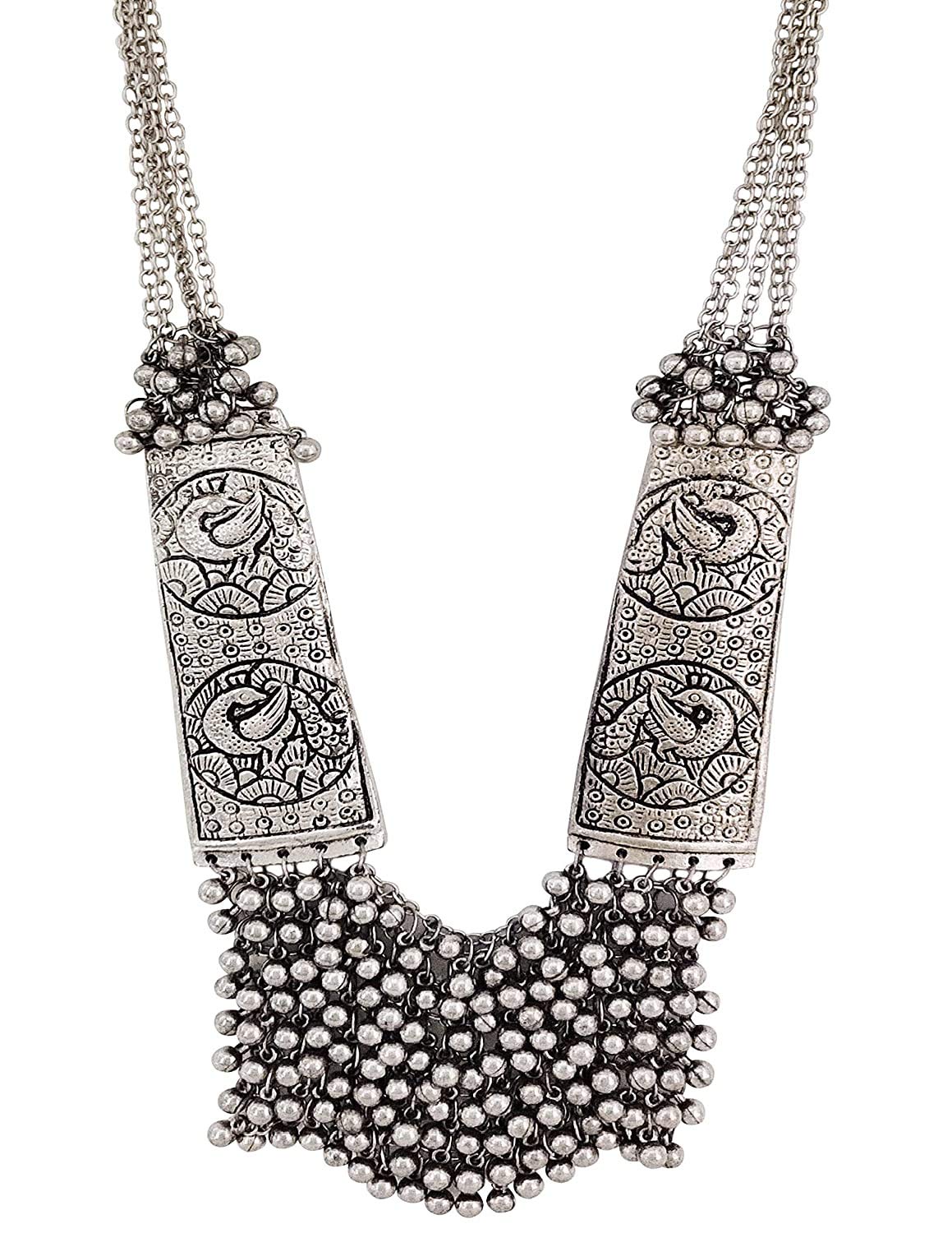 LISA Afghani/Turkish Brass Oxidised German Silver Beaded Long Antique Traditional Design Necklace Jewelry for Women (B08J82KGLP) Amazon Price History, Amazon Price Tracker