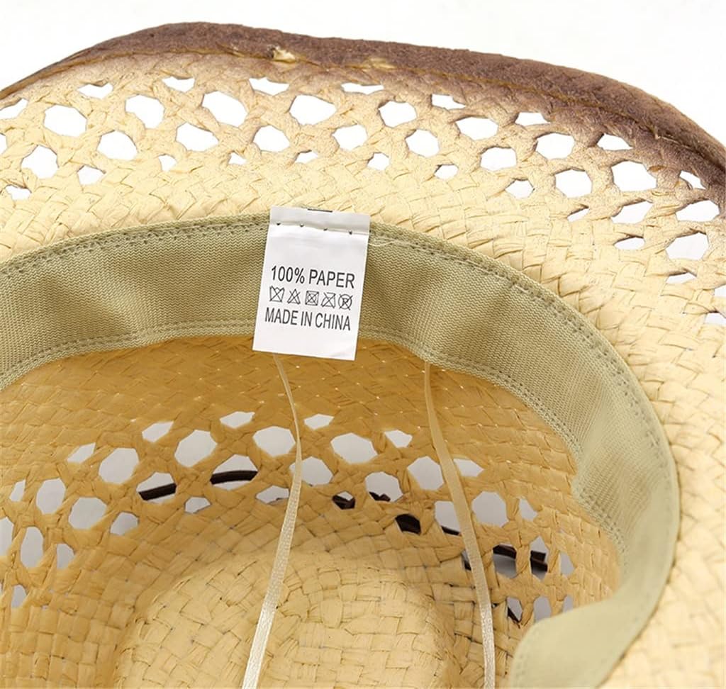 Natural Cowboy Hat Women Men Handmade Weave Hats For Lady Tassel Western Sombrero Beach