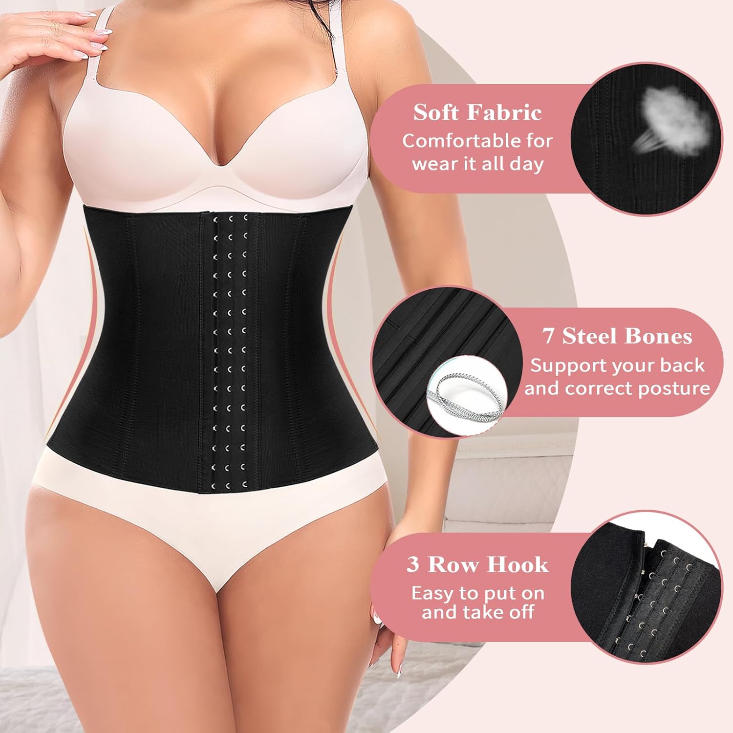 Werena Waist Trainer for Women Corset Shapewear Tummy Control Slimming Body Shaper Girdle Waist Cincher Belly Band - Image 4