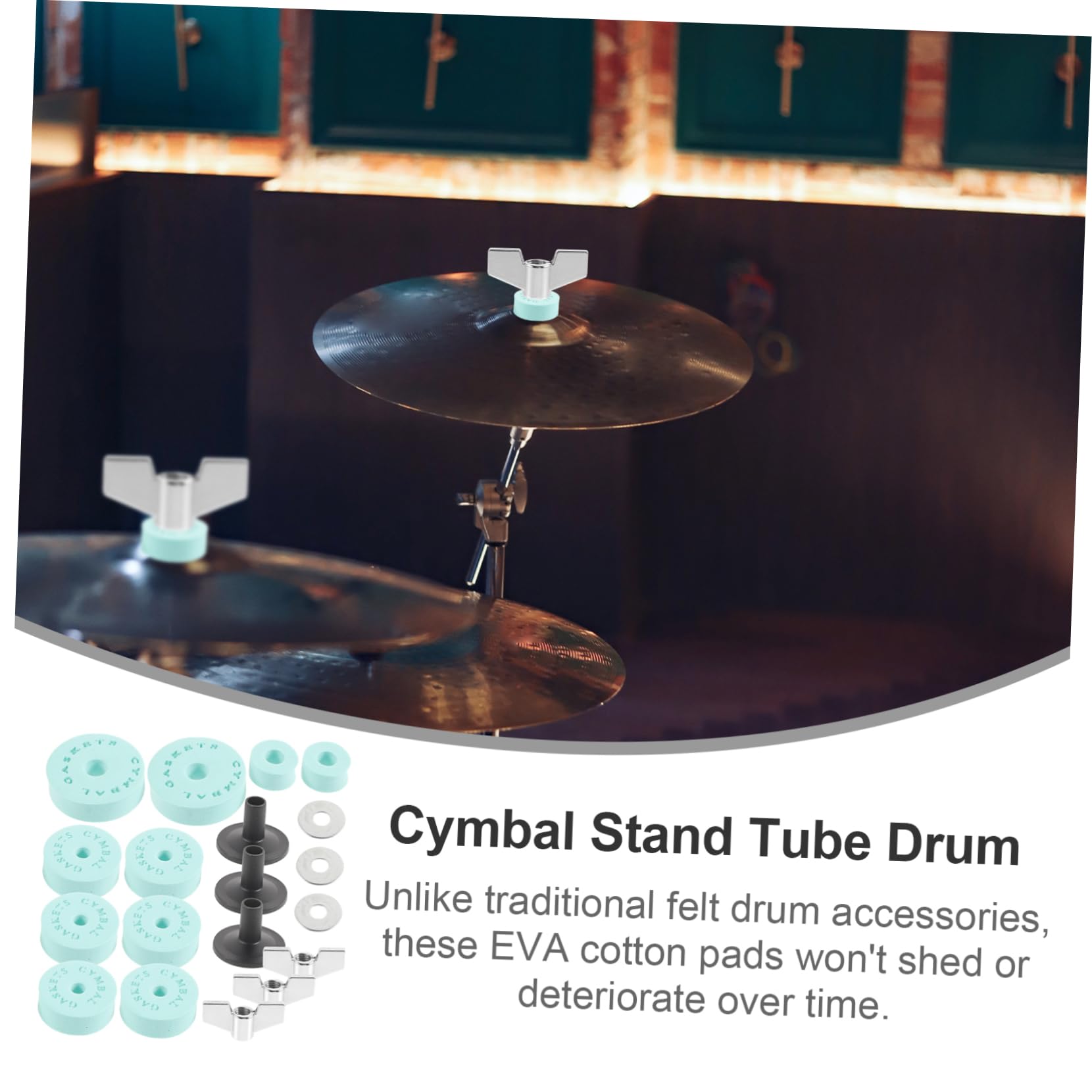 FAVOMOTO Present for Drummers 1 Set Drum Cymbal Kit Accessories Eva Pads Metal Washers Gasket