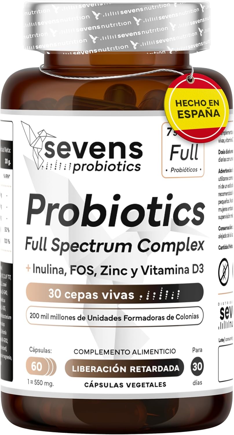 Probióticos y Prebióticos Intestinales Premium - 30 Cepas con Inulina y FOS - 200 Mil Millones por dosis - Lactobacillus rhamnosus, reuteri, gasseri, plantarum - Flora Intestinal, Digestión, Defensas