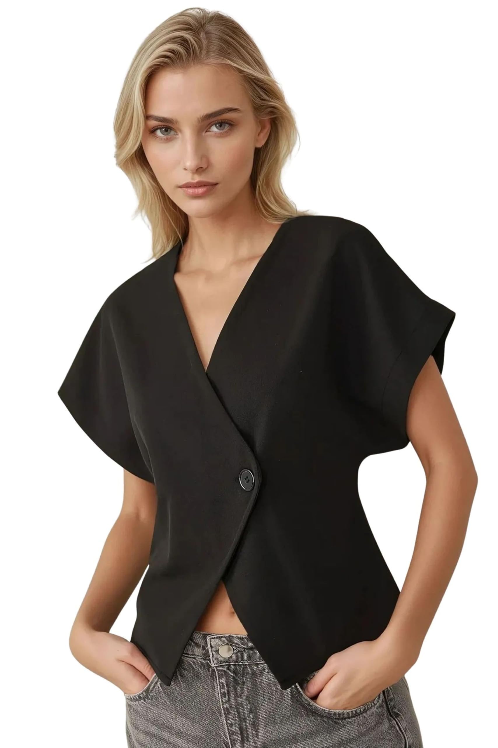 Hiccup Fitted Shoulder Detail V-Neck Waistcoat