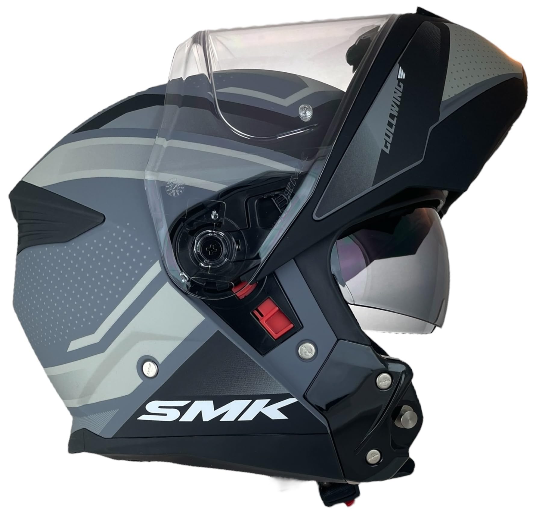 SMK Helmets Casco Modular GULLWING SUPERTOUR Decorado Mate Casco Modular para Motocicleta, Negro y Gris, con Visera Abatible 22.06 (3XL 65/66)