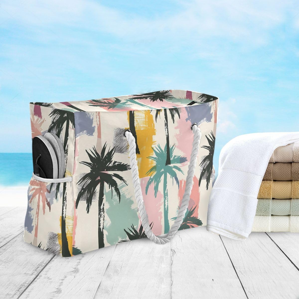 senya Large Beach Bags Totes Swim Canvas Tote Shoulder Bag Water Resistant Bags for Gym Travel Daily
