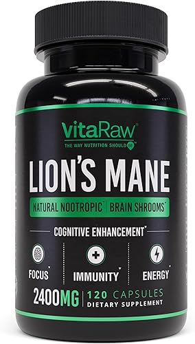 Cápsulas orgánicas de suplemento de melena de leones de 2400 mg - Potente nootrópico - Ayuda a mantener la memoria, la energía y la claridad mental