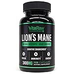 VitaRaw Organic Lions Mane Supplement Capsules 2400 mg - Powerful Nootropic - Helps Maintain Memory, Energy, and Mental Clarity - Vegan Brain Booster Focus Pills - Real Lion\'s Mane Supplement