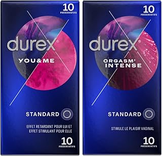 DUREX - Lot de 2 Boîtes de Préservatifs - You & Me x10 - Orgasm'Intense x10