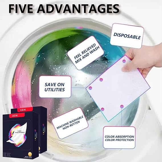 100 Count Color Catcher, Detergent Sheets | Color Absorber Laundry Sheets For Laundry, Dye Catcher To Prevent Clothes From Smearing, For Home School