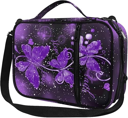 Fundas para la Biblia para mujeres con mariposa morada, bolsa de Biblia de iglesia con asa, funda de Biblia