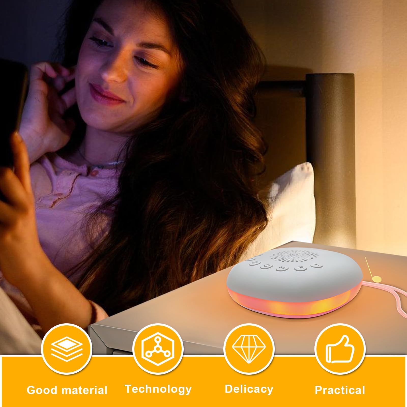 Machine à bruit blanc portable pour bébé avec veilleuse, aide à l'endormissement des bébés, appareil à bruit blanc avec 20 sons apaisants, rechargeable par USB, aide au sommeil pour enfants