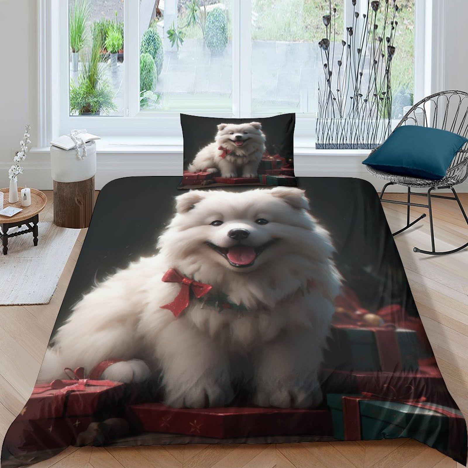 Housse de couette chiot 3D microfibre respirante et super douce parure de lit 220x240cm anti-plis