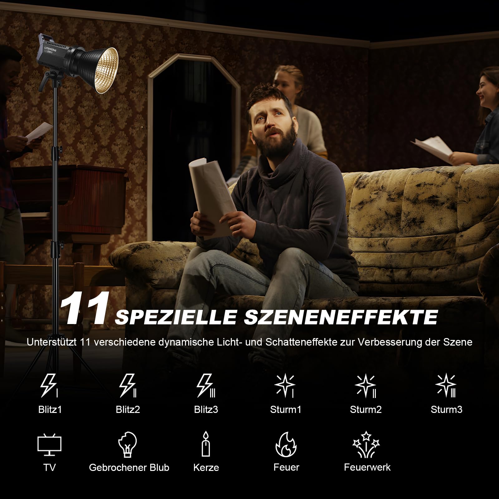 Godox 2 sztuki litów LA200Bi LED Video Light 230 W, światło dzienne, ciągłe wyjście 5600 K, CRI 96 + TLCI 97+, 101000 lux, z mocowaniem Bowens i kontrolą aplikacji do Livestreaming, wideo, YouTuber, 2