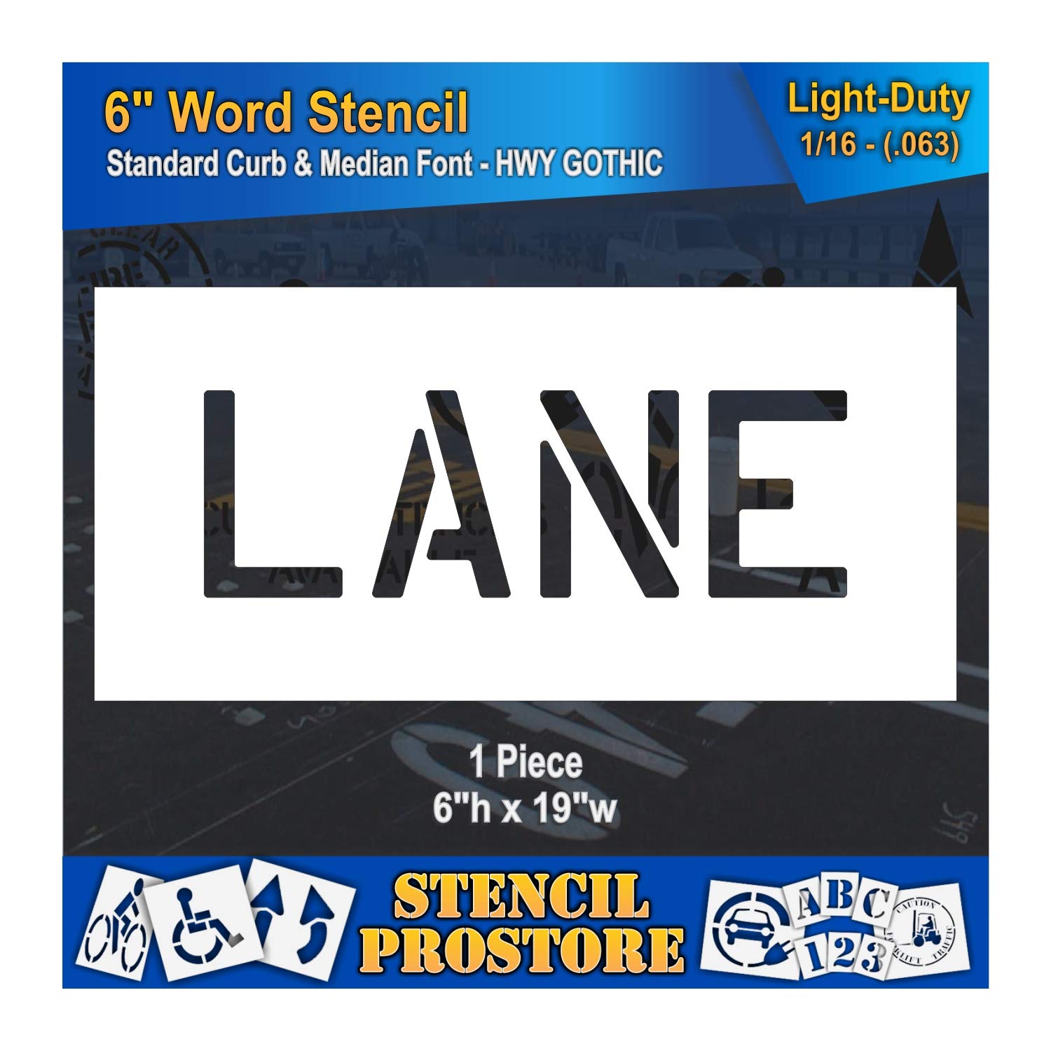 Curb and Median Stencils - 6 inch Lane Stencil - 6" x 19" x 1/16'' (63 mil) - Light-Duty