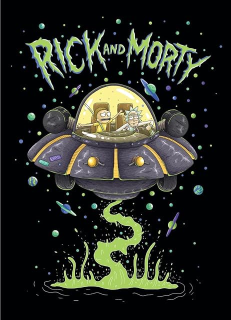 Rick and Morty Fleece Blanket - UFO Space Cruiser Design - Bed Throw Super Soft Blanket - 100 x 150cm