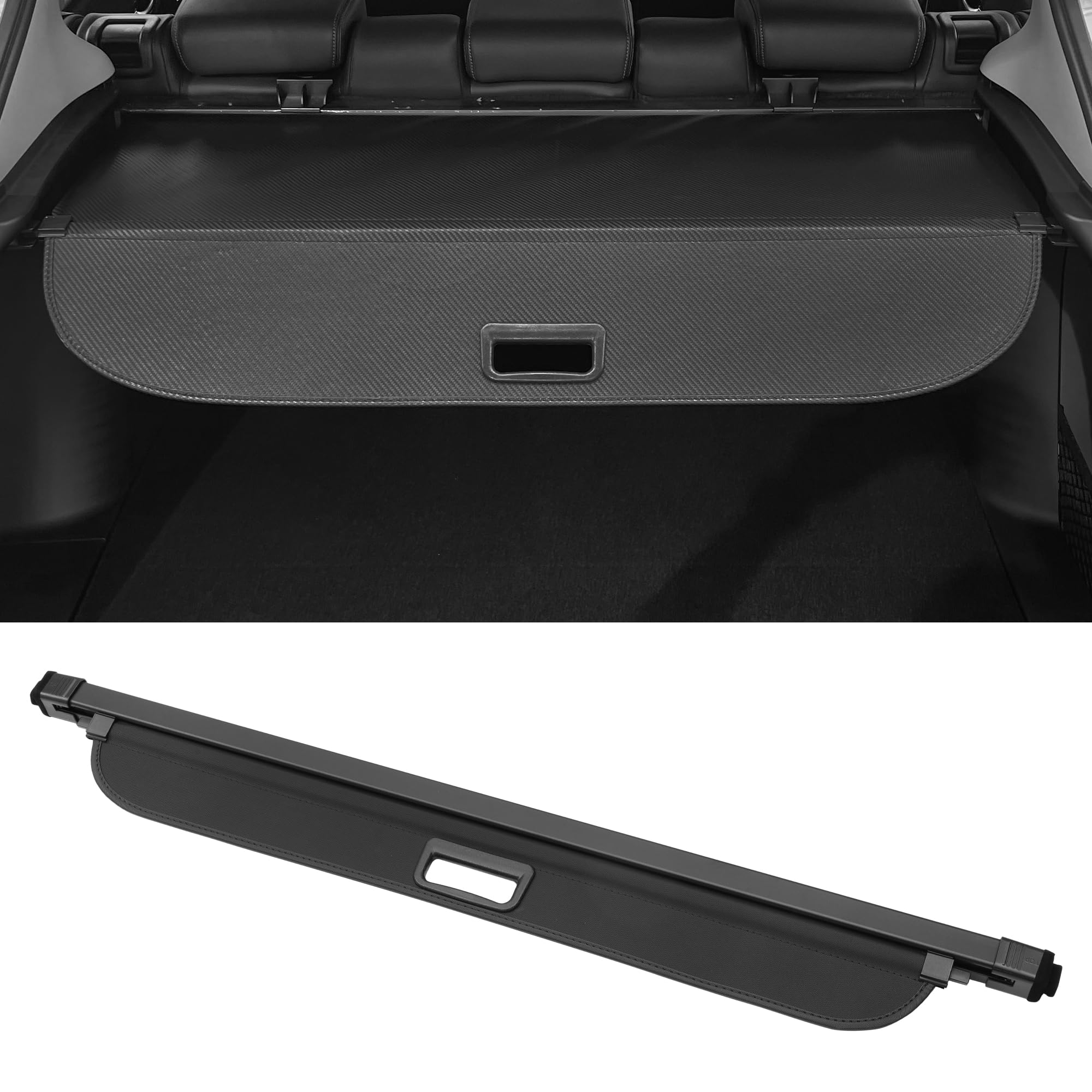 Motoforti Cubierta De Carga Retráctil Para Mercedes-Benz para Smart Fortwo 2016-2022 Estante De Equipaje Trasero Protector De La Privacidad Lona Negro Brillante