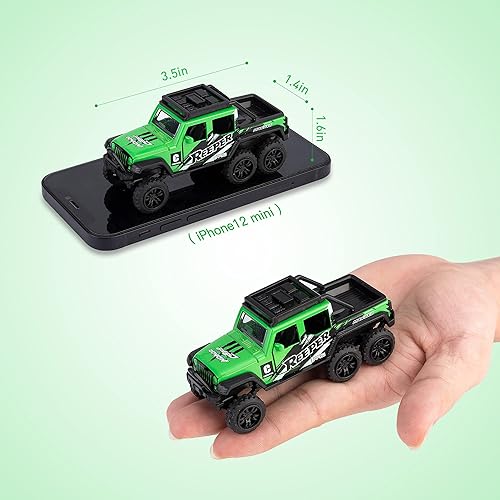 Miniatura 4 de KIDAMI Diecast - Juego de 4 camiones de juguete para puertas abiertas juguetes para coche todoterreno regalo de cumpleaños para niños y niños