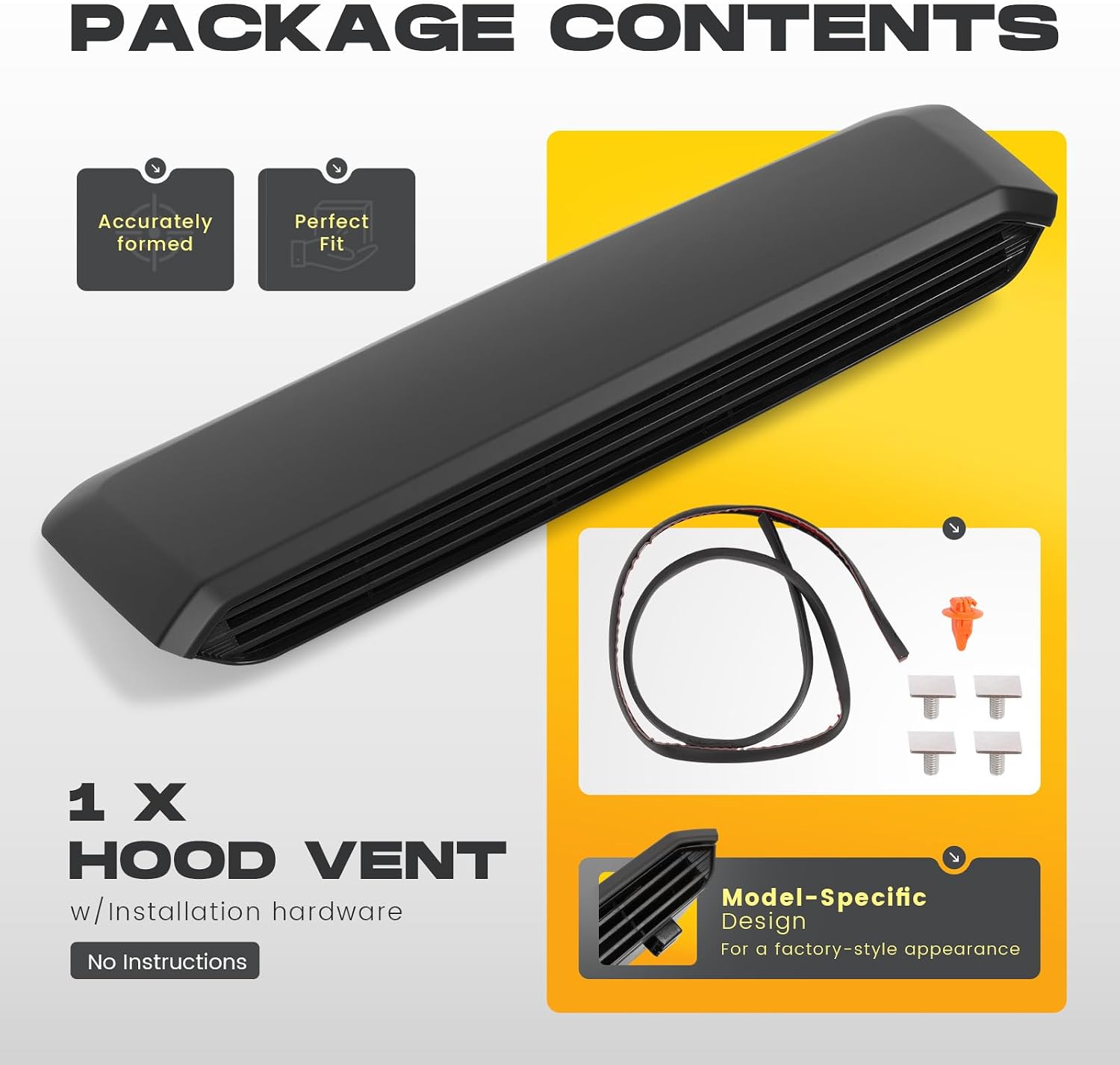 ALMULOO Hood Vent Compatible with 2016-2023 Toyota Tacoma TRD Replace for 76181-04900 TO1231104 Hood Front Hoods Air Intake Vent Cooling Scoop Plastic(ABS) Painted Black