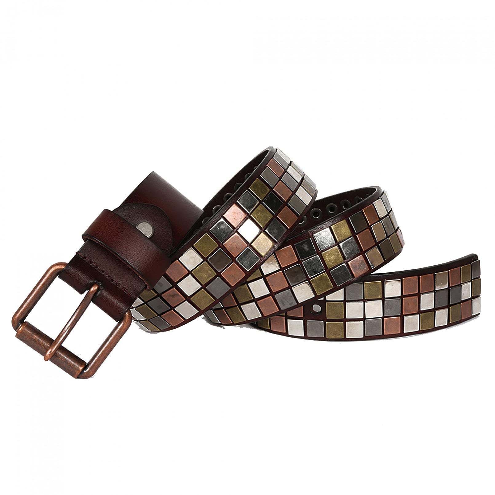 BAJIE Cintura da Uomo Unisex Heavy Metal Plate Cintura di Jeans Cintura di Jeans in Pelle per Uomo Cintura da Uomo Punk Ceinture Cintura da Uomo per Uomo