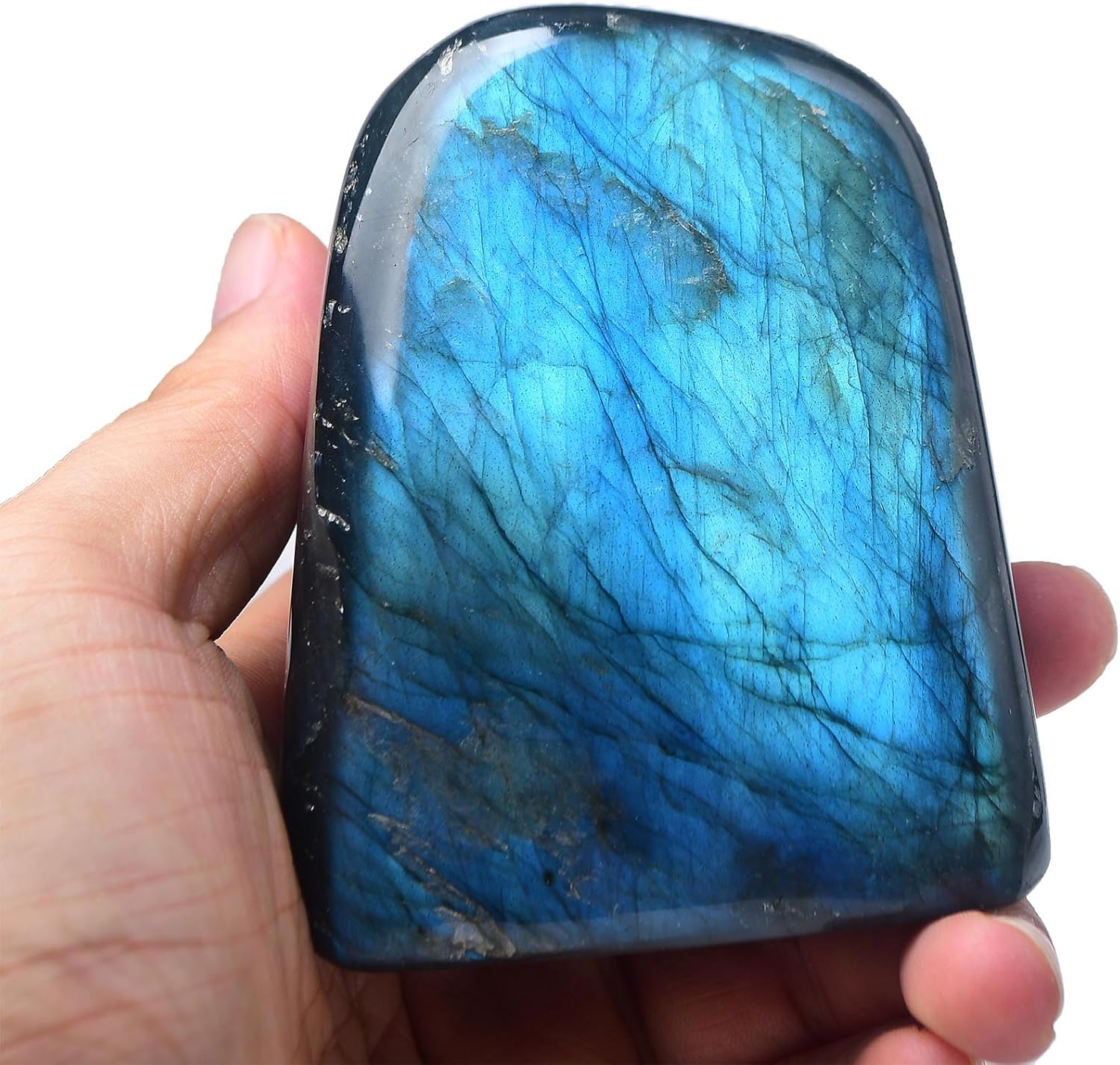 Large Labradorite Rock Polished Slab Block Healing Crystal Stone for Meditation Gift Home Decor 1.3-1.7 Pound