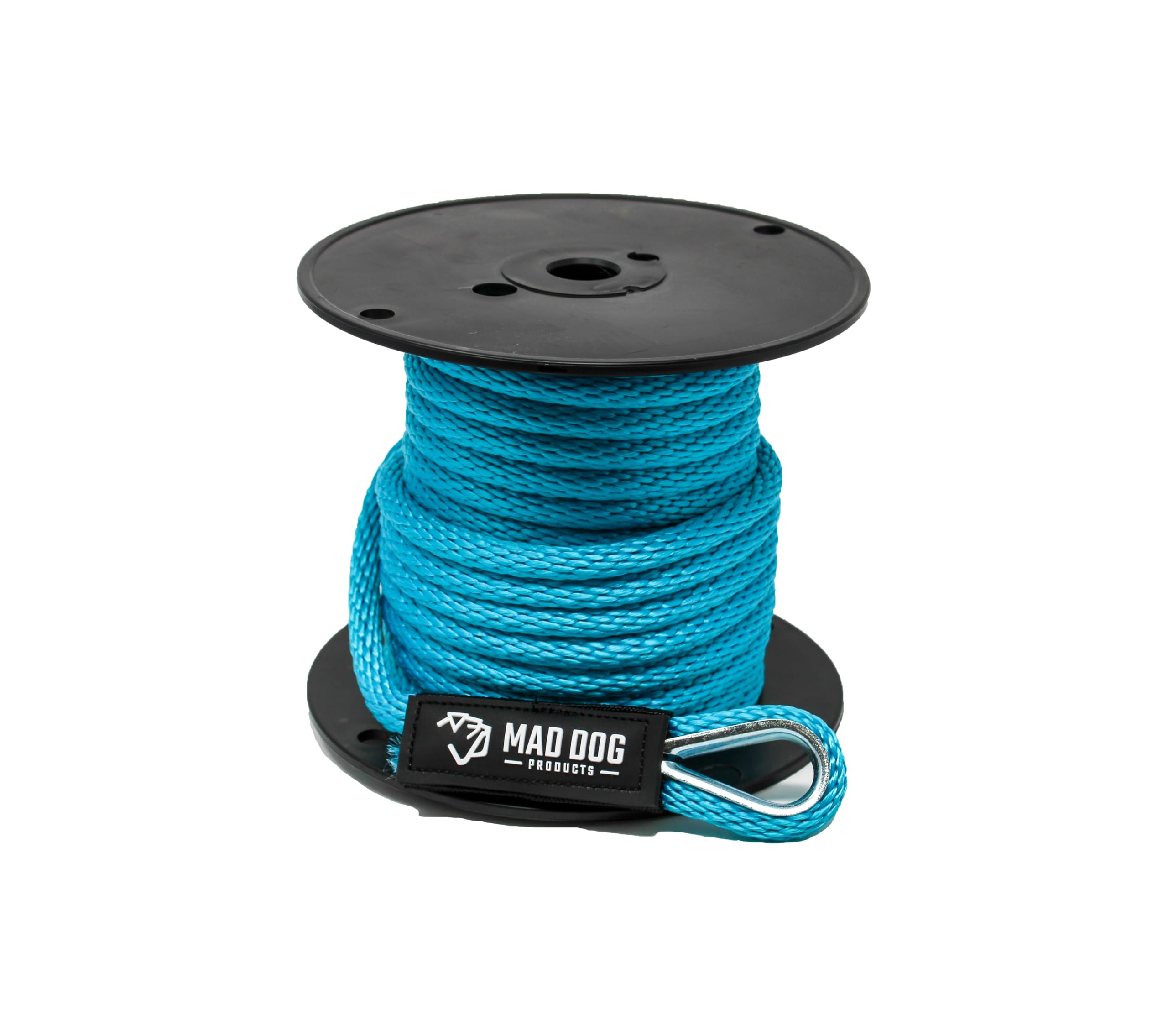 1/4" x 25' Aqua Solid Braid Nylon Anchor Line w/Thimble - Made in USA