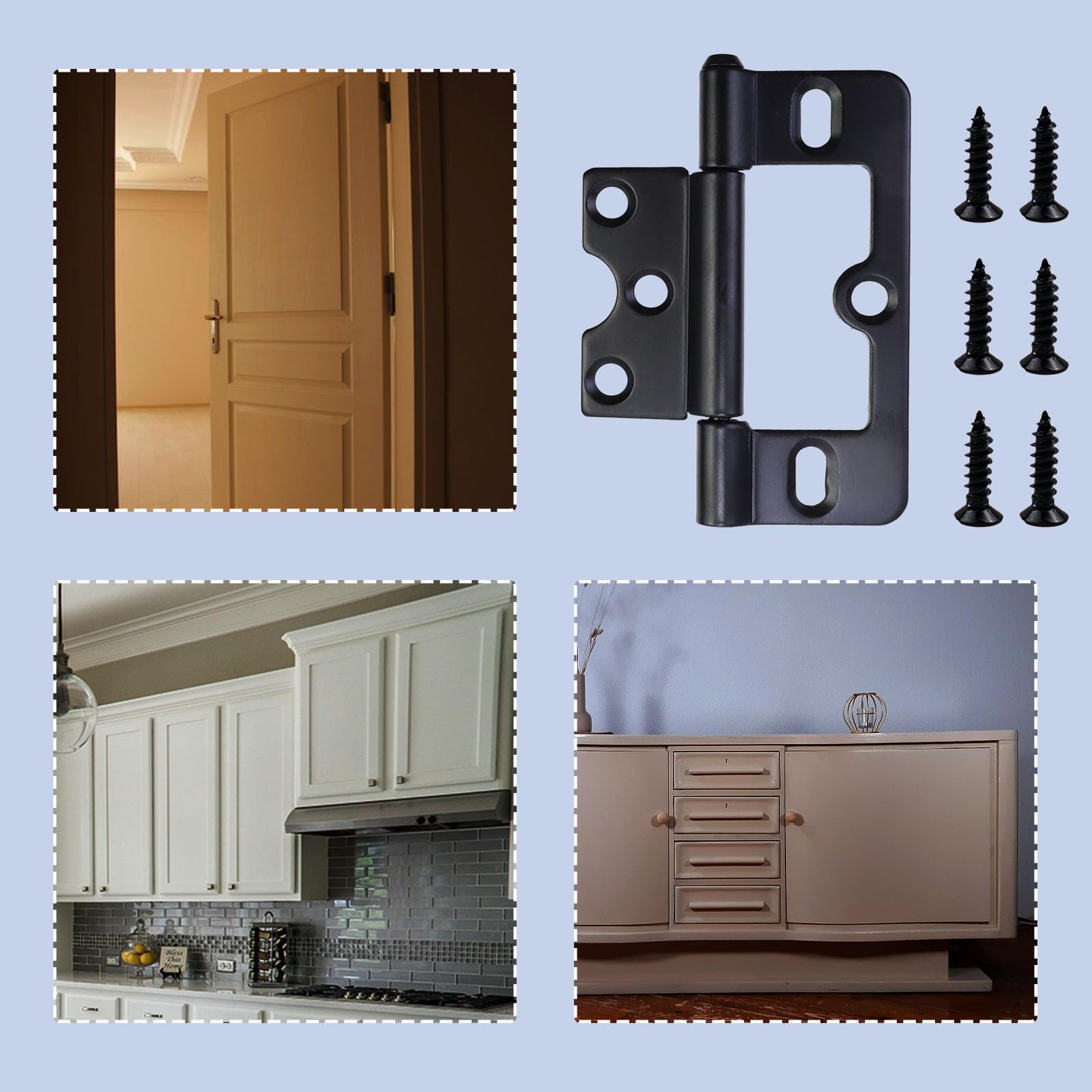 Coshar 6-Pack Flat Black Door Hinges -8 Coshar 6-Pack Flat Black Door Hinges -8