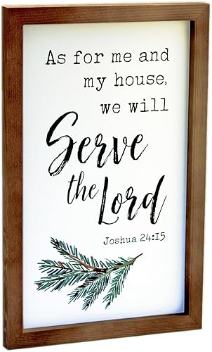 EDEN VIEW HOME As For Me and My House We Will Serve the Lord - Letrero de madera enmarcado de Joshua 24 15 pulgadas de 15 x 10. Placa de arte de