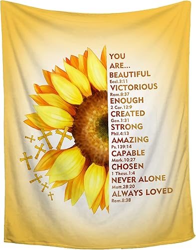 AMITAYUS Manta de oración de girasol amarillo, versículo de la Biblia, inspiradora, solidaridad, manta de forro polar, regalos religiosos cristianos