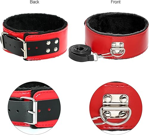 Miniatura 32 de Rbenxia Juego de 12 unidades de restricciones BDSM de bondage sexual, esposas fetichistas, puños, collar, cuerda de látigo, abrazaderas para Negro