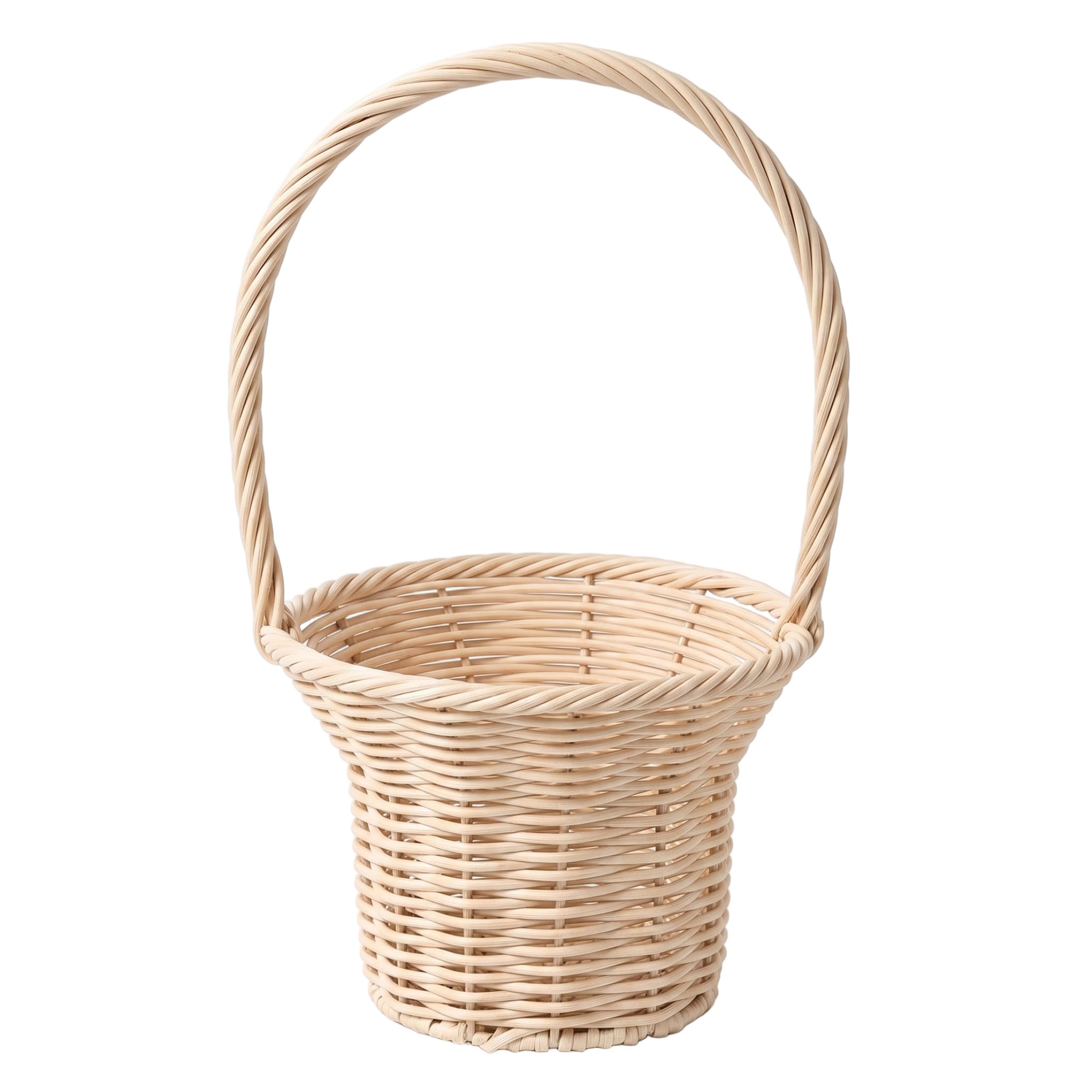 Striegro Basket For Flowers, Handmade Wicker Flower Girl Baskets With Sturdy Handle - Imitation Rattan Flower Basket For Flowers, Easter, Picnic (18-inch Opening)..