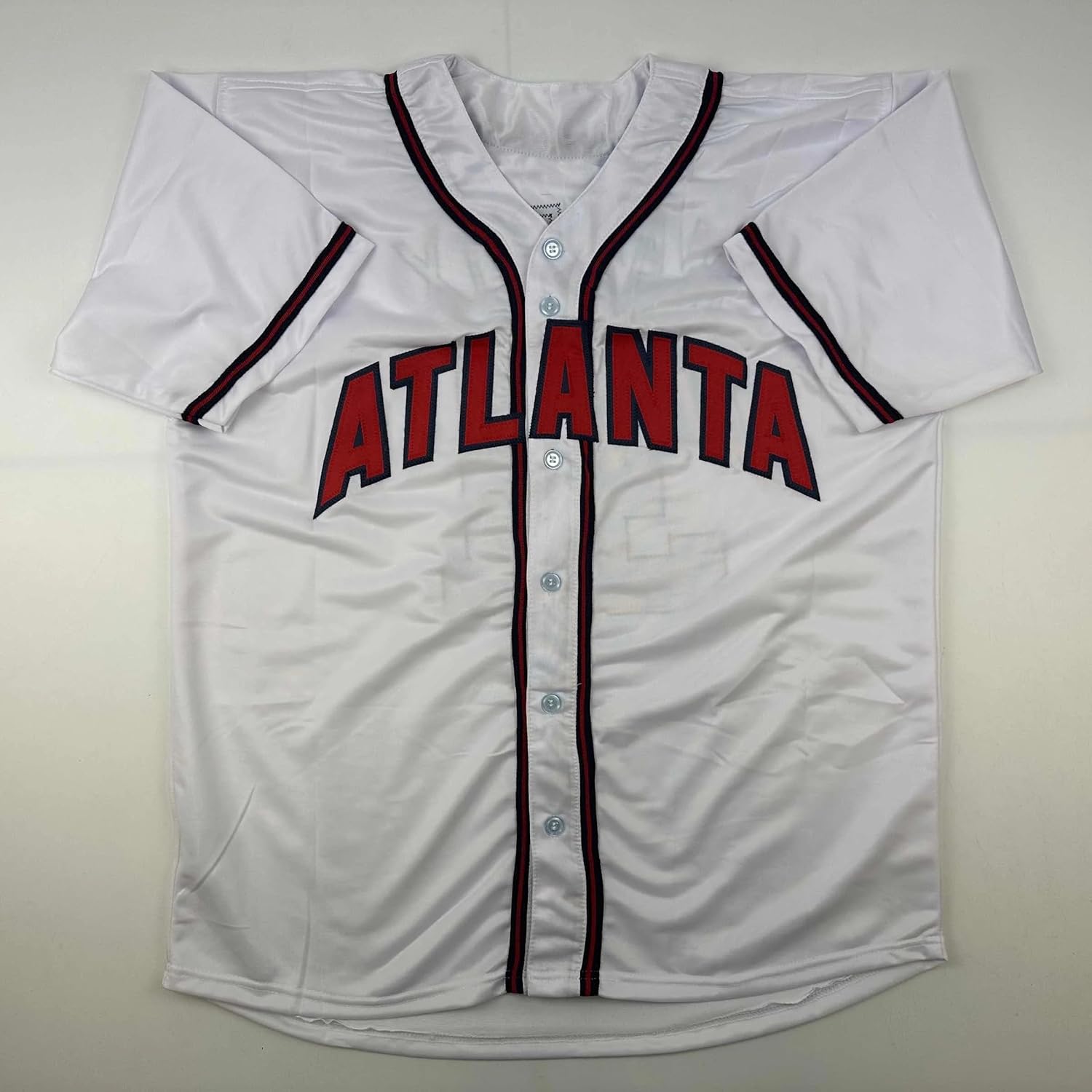 Facsimile Autographed Greg Maddux Atlanta White Reprint Laser Auto Baseball Jersey Size Men's XL - Image 3