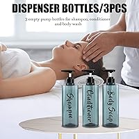 Vista 8 de Dispensador de jabón de ducha recargable de 16.9 oz con bomba – 3 cámaras sin perforación para champú, acondicionador y gel de baño, dispensador