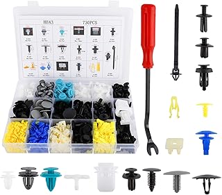 730PCS Universal Car Body Retainer Clips Door Trim Panel Clip Plastic Fasteners Push Rivets Set - 17 Most Popular Sizes Bumper Fender Clips with Fastener Remover