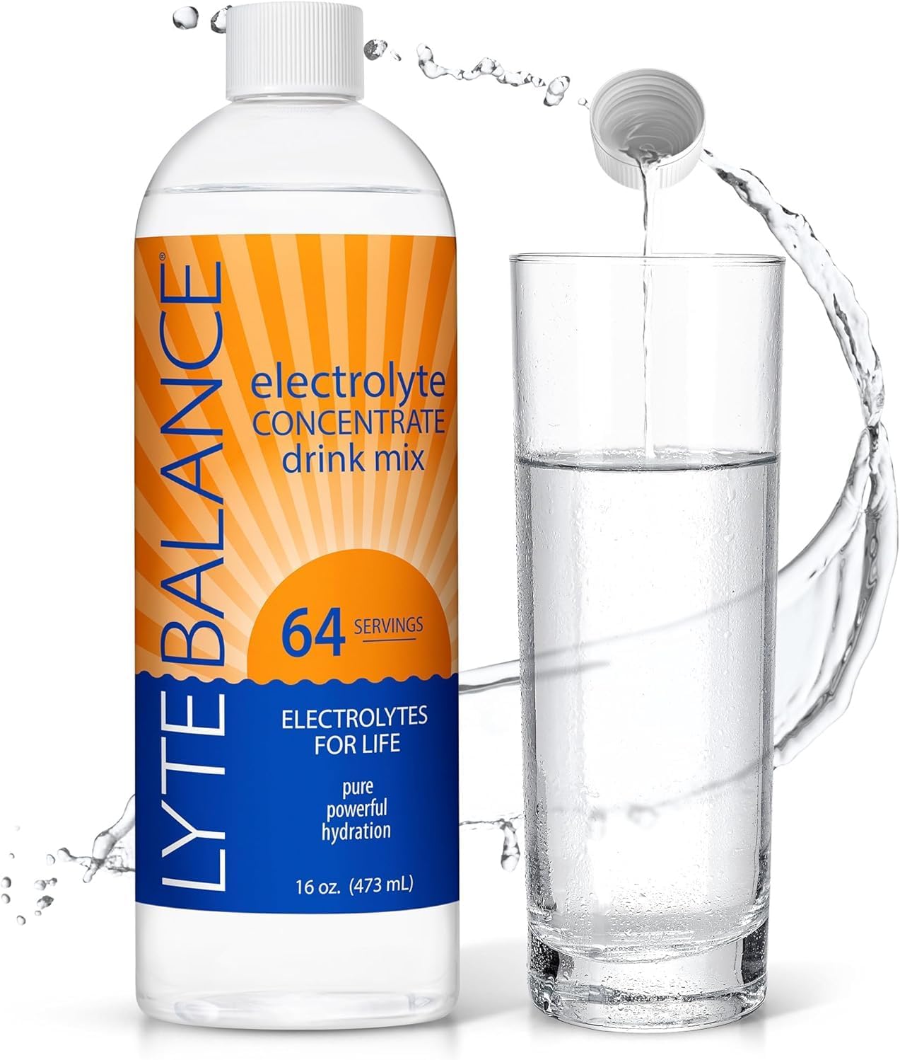 LYTE BALANCE Electrolye Concentrate | Liquid Electrolytes Drink Mix w/Sodium, Potassium & Magnesium | Daily Hydration, Muscle Recovery, Immune Support, Rehydration | Keto, No Sugar (64 Servings)