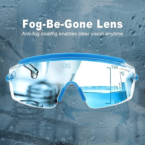 Miniatura 3 de UKNOW Anteojos de seguridad sobre lentes, gafas de seguridad antivaho con lente envolvente transparente, ANSI Z87.1 gafas protectoras