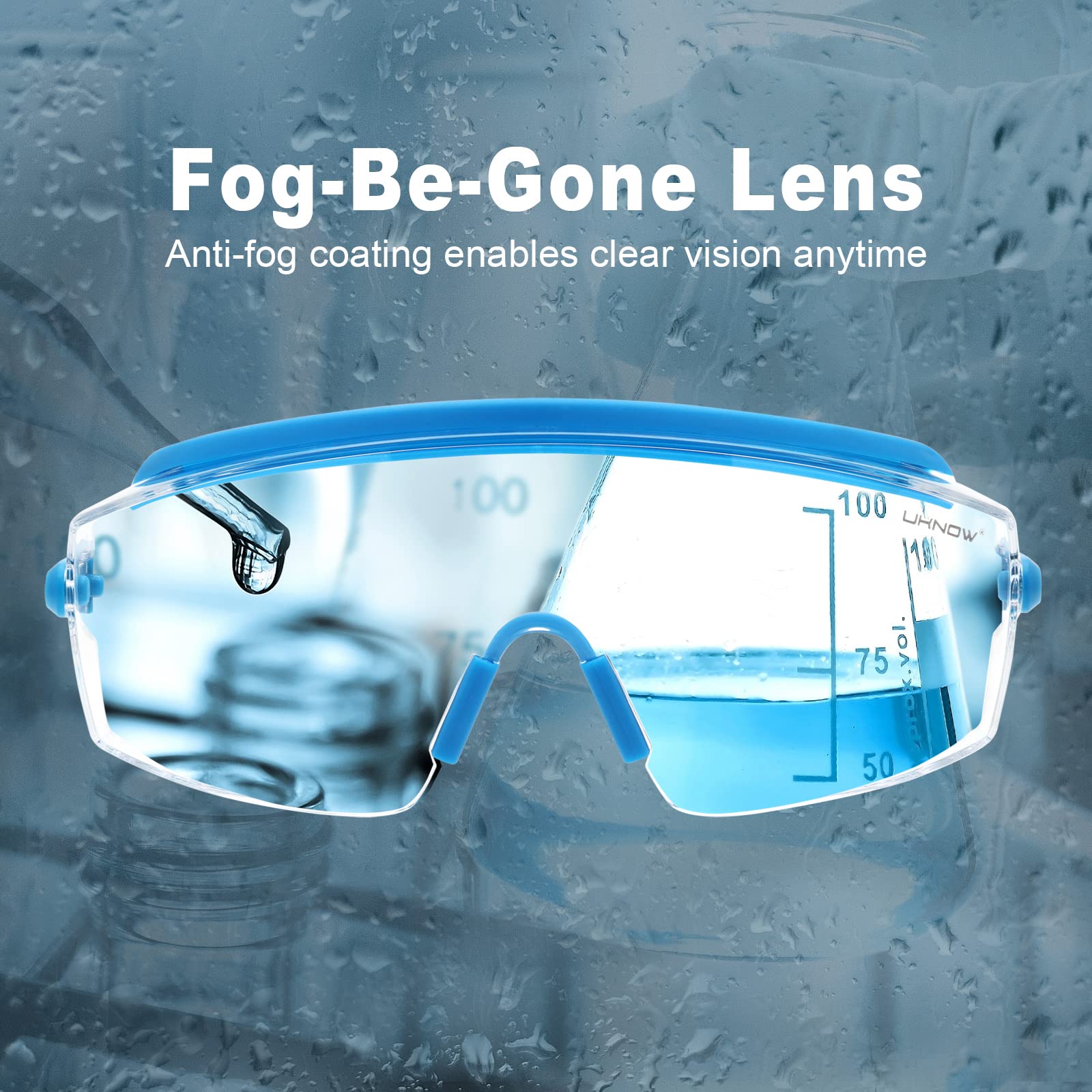 UKNOW Gafas de seguridad sobre gafas, gafas de seguridad antivaho con lente envolvente transparente, gafas protectoras ANSI Z87.1