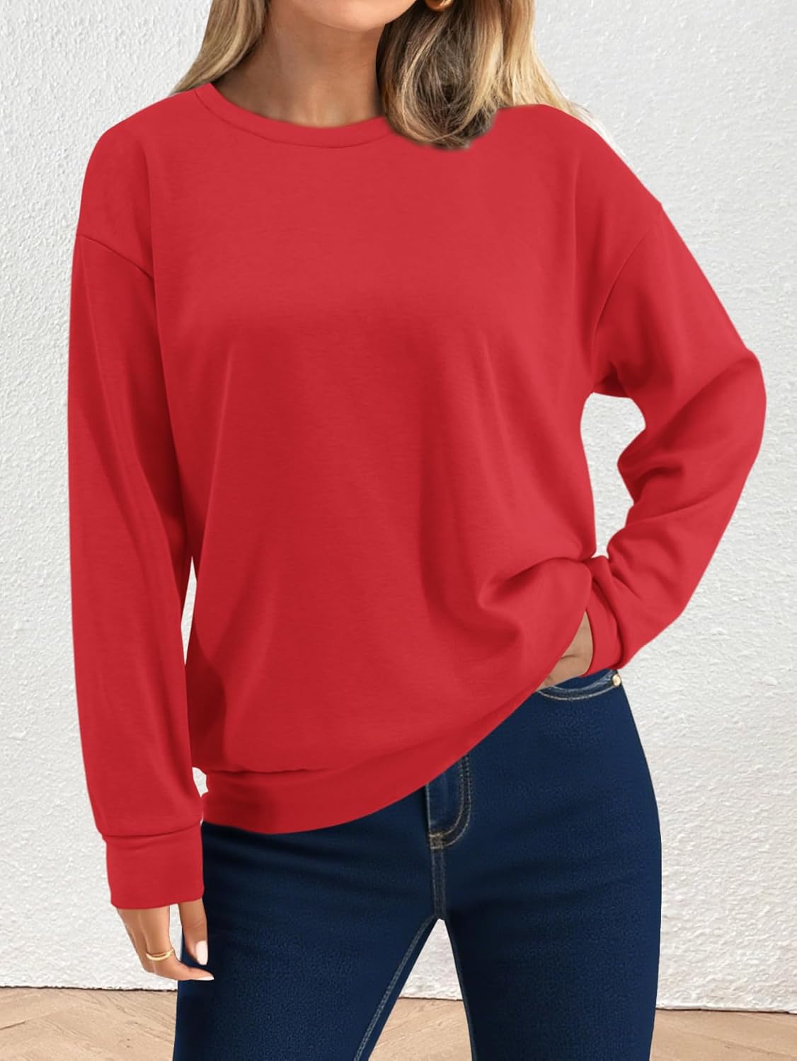 Women Fleece Lined Sweatshirt Casual Crew Neck Pullover Sweatshirt Loose Soft Long Sleeve Fall Winter Sweaters 2026 - Image 2