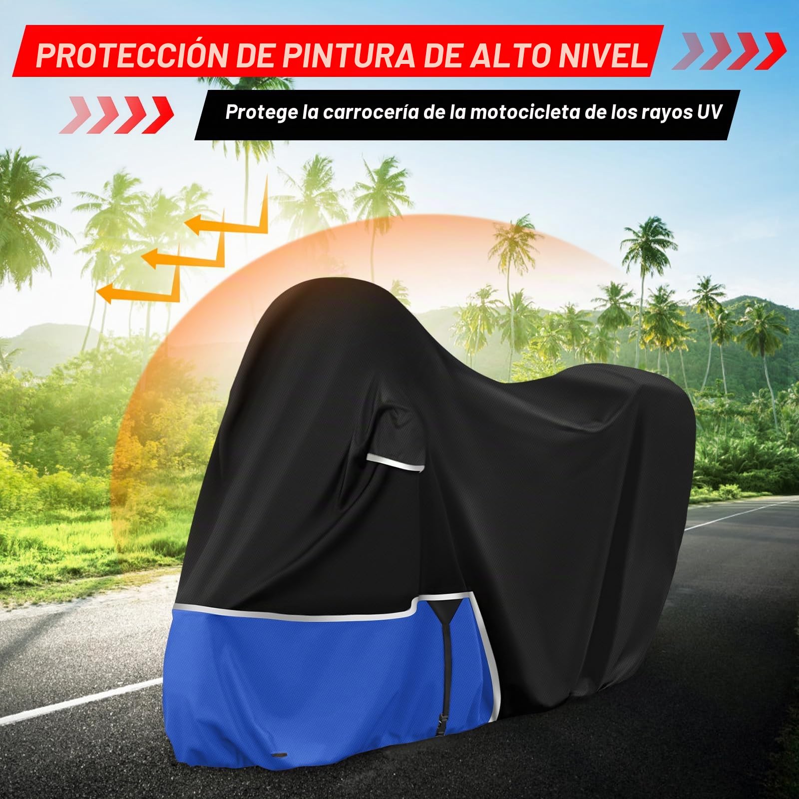 Funda para Moto para Piaggio Vespa GTV GTS GT60/125/200/250/300 | (con Maletero), Tela Oxford 420D Funda Moto Exterior Impermeable Funda Vespa 200 Vespa 125, Negro y Azul
