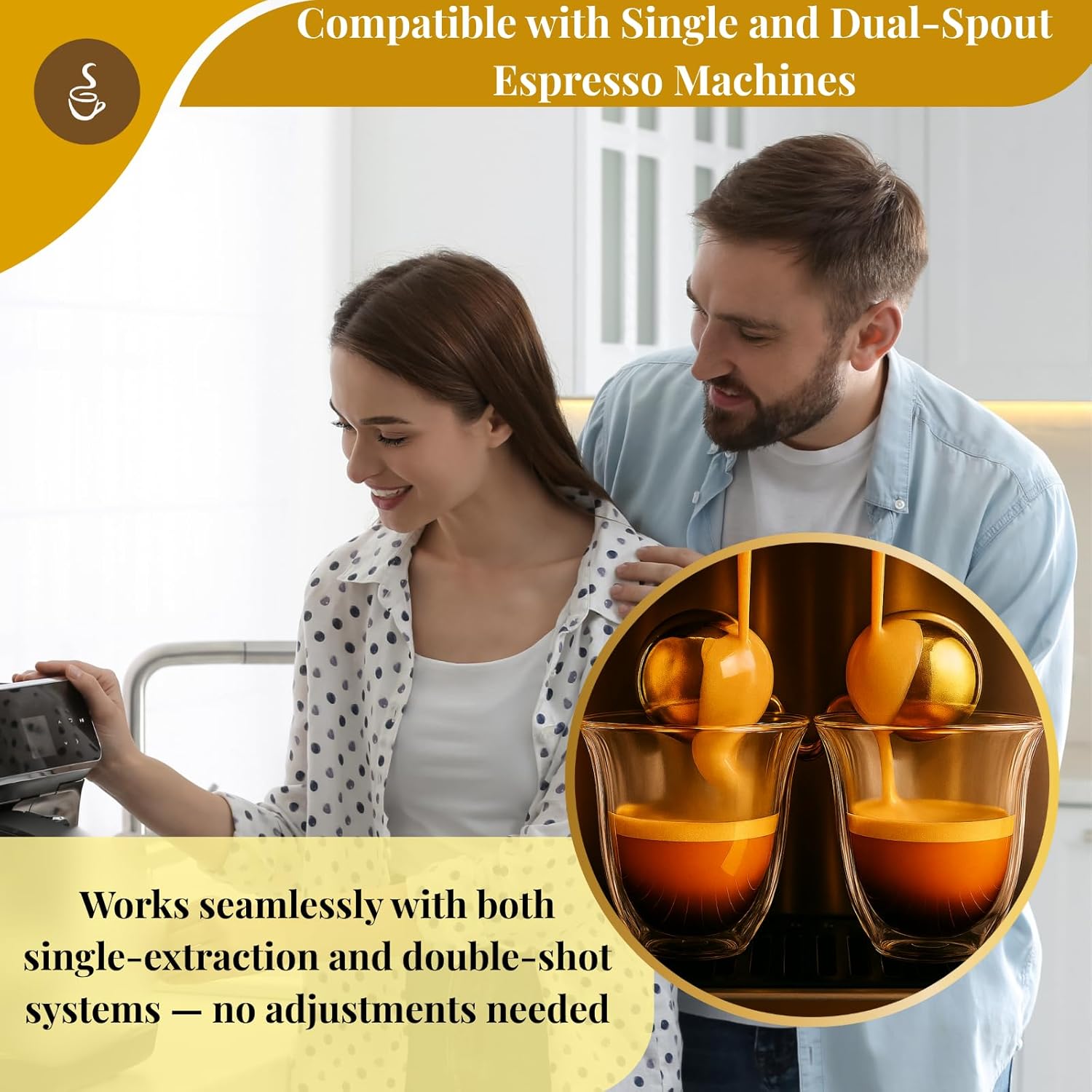 Gold Espresso Cooling Ball – Set of 2 – Reusable Espresso Accessories Enhance Flavor Without Dilution – Compatible With Most Machines – Premium Gift for Baristas and Coffee Lovers