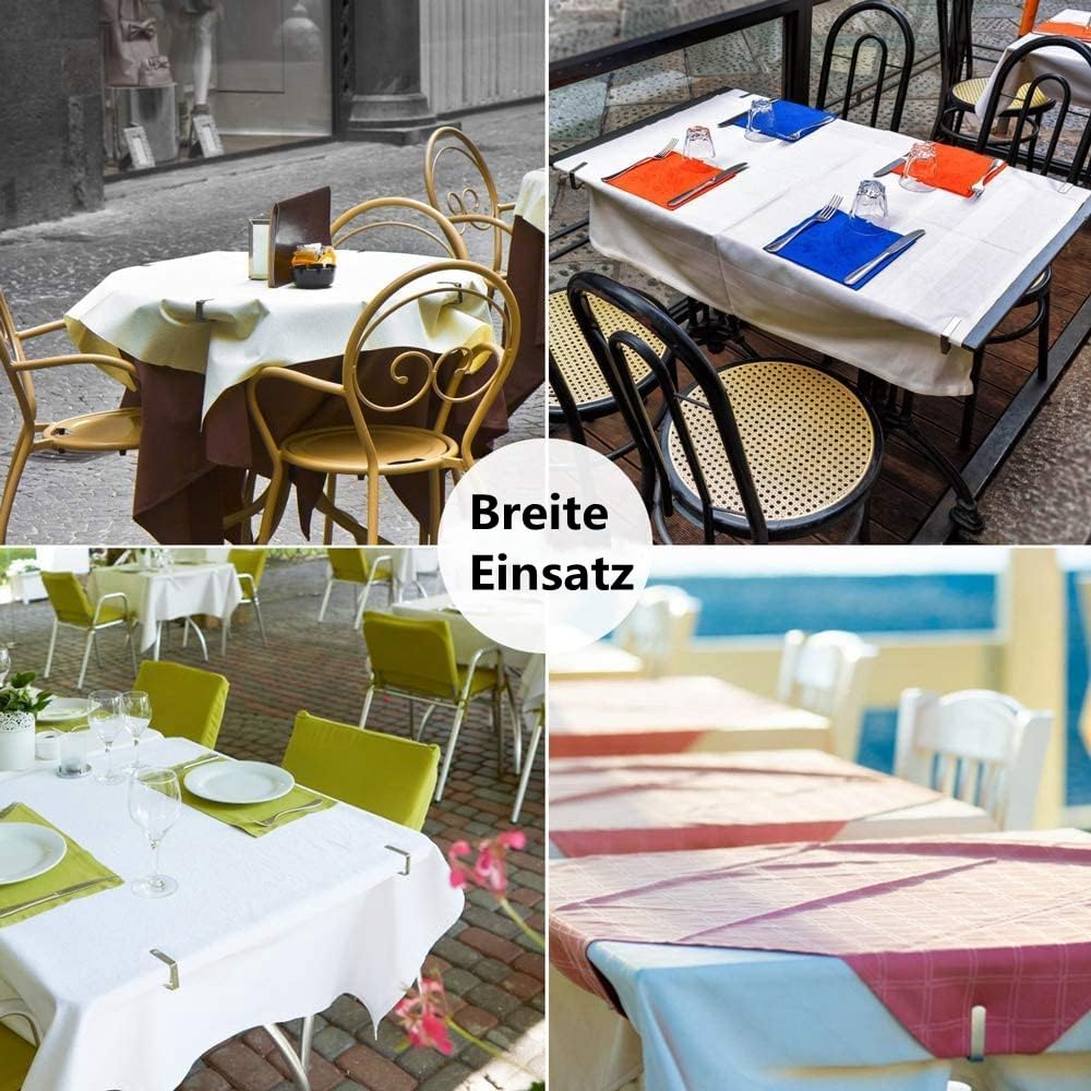 Set di 12 Tovaglia Clip in Acciaio, Gadget Molla Fermatovaglia, Acciaio Inossidabile, Argento, per Outdoor Picnic Party, Adatto a Tavoli di 2-4 cm di Spessore