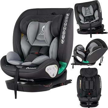 For Your Little One AllStage 360 ISOFIX I-Size Rotating Car Seat, 360  Swivel, Birth to 12 Years 40-150cm, Group 0+/1/2/3, R129, Rear Facing & Forward Facing, Adjustable Headrest, Slate Mist