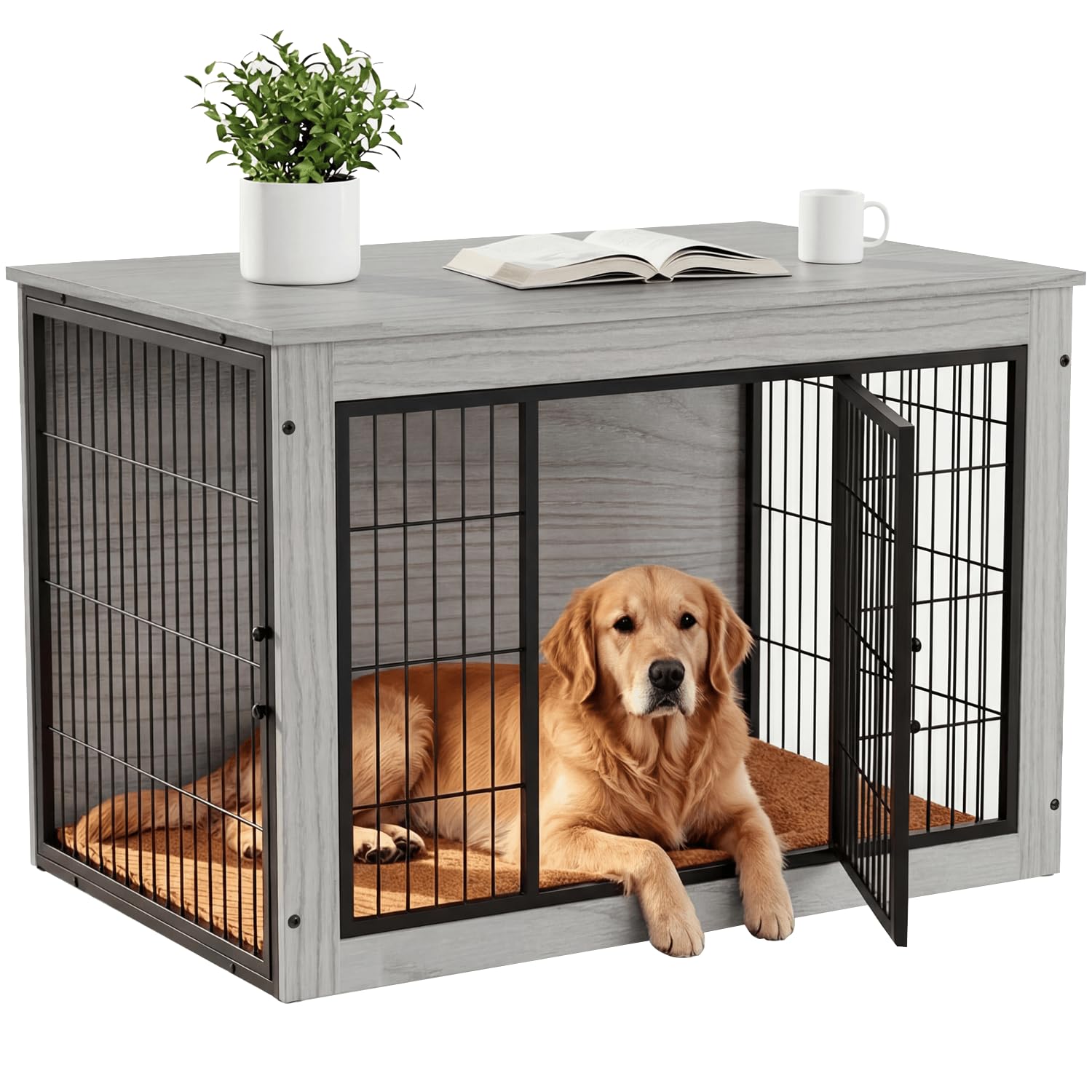 新品　組み立て済み Alebert 犬 ケージ ペットケージ 木製家具調 犬サークル 大中型犬用 サークル 室内 犬 ゲージ ウッディサークル インテリア調犬ゲージ 毛布付き 頑丈 オシャレ (ブラウン, Sサイズ) Amazon.co.jp: Alebert 犬 ケージ ペットケージ 木製家具調 犬サークル
