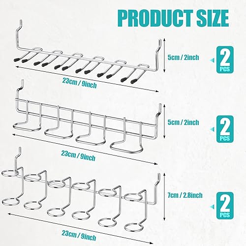 Miniatura 2 de Coume 6 soportes para destornilladores para tablero de clavijas, organizador de alicates de acero inoxidable, ganchos de herramientas, accesorios