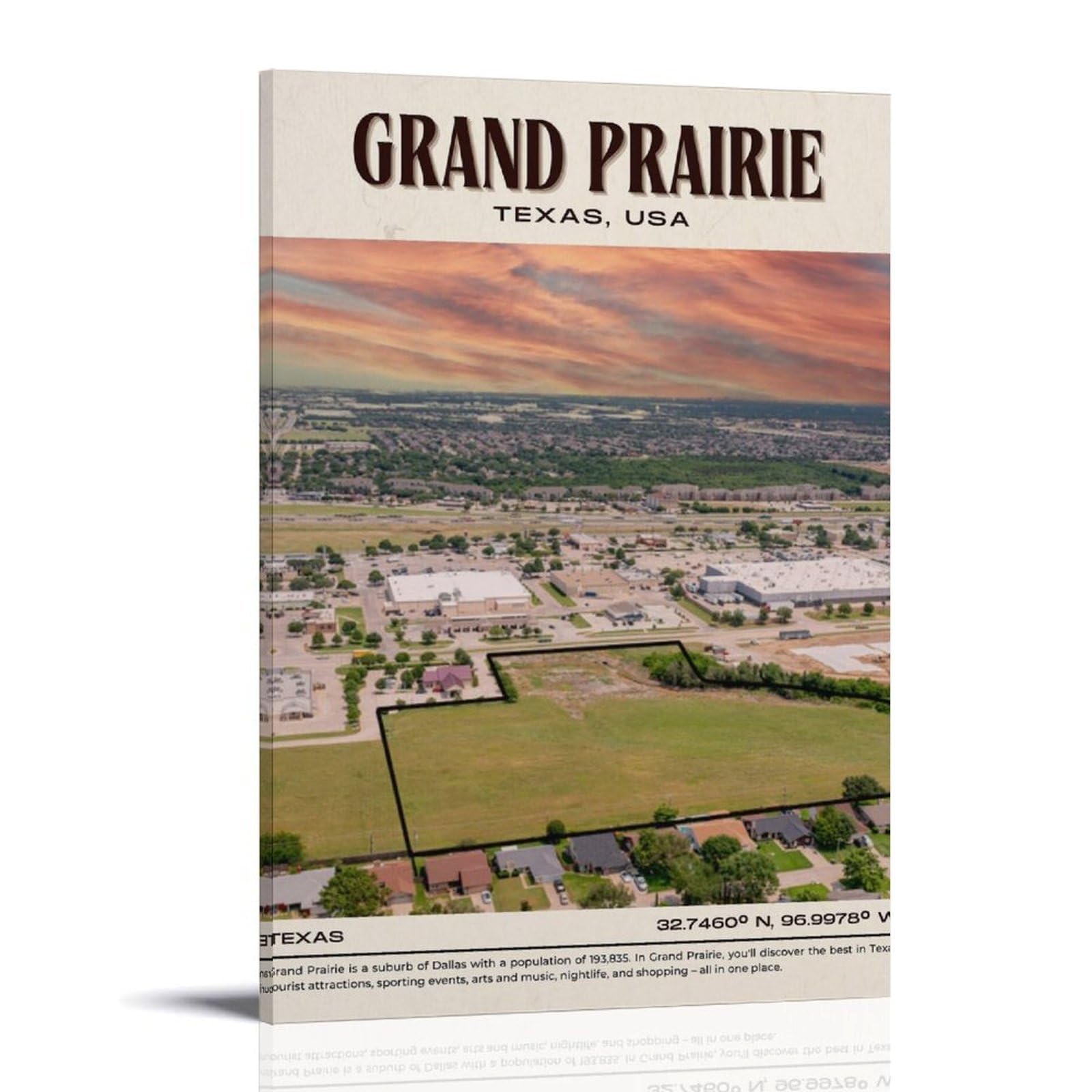 ZNKUWMT Grand Prairie Vintage Poster Decorative Painting Canvas Wall Art Living Room Poster Bedroom Painting Wall Art Picture Print Modern Family Room Decor 08 x 12 Inches (20 x 30 cm)