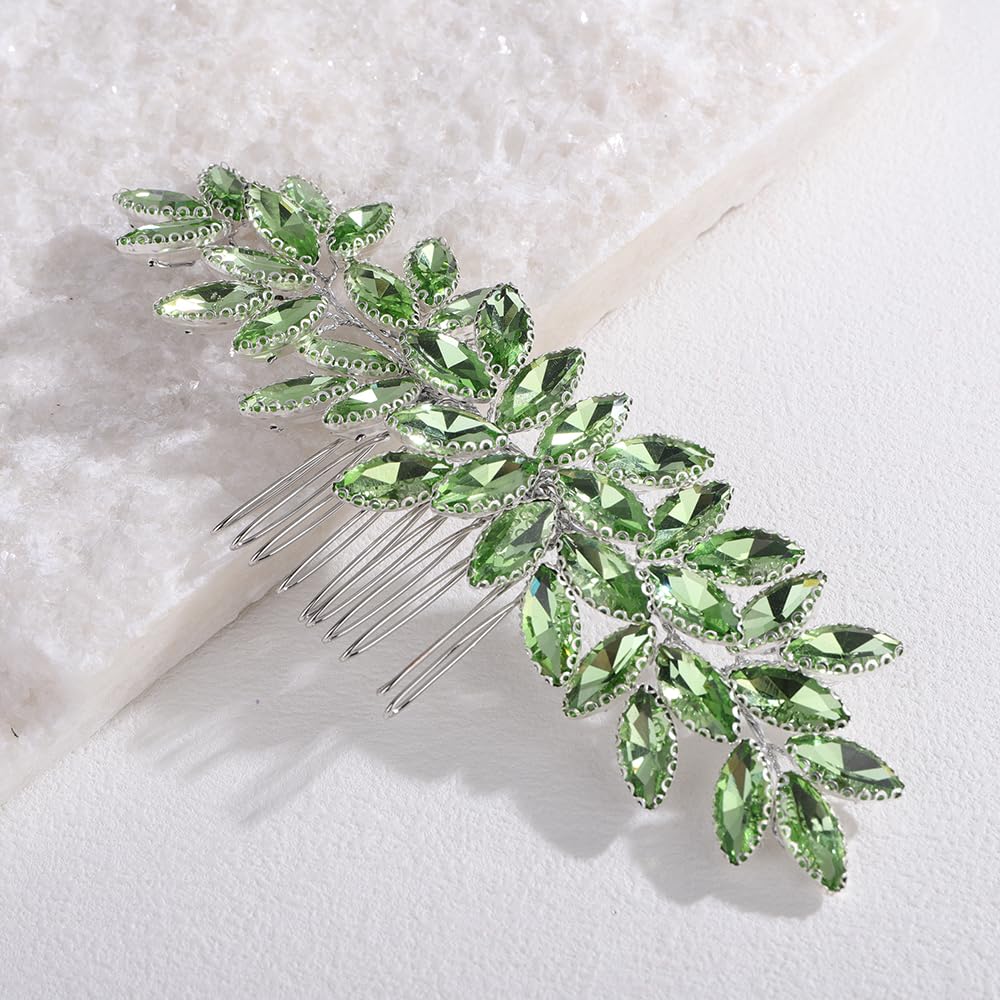 Handmade Red Crystal Beads Hair Comb for Wedding Brides Women Banquet Side Headpiece Handmade Jewelry (Red)