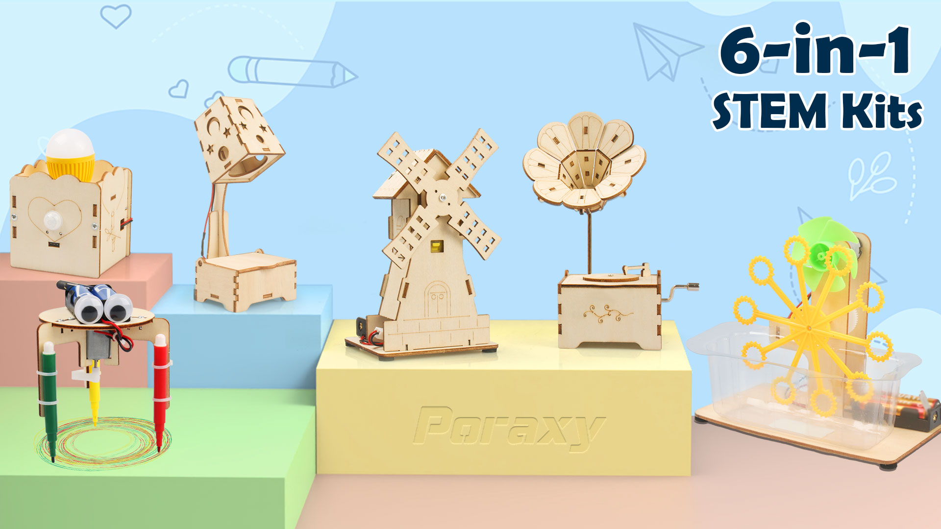 Amazon.com: Poraxy STEM Kits for Kids Age 8-10-12, 6 in 1 Science