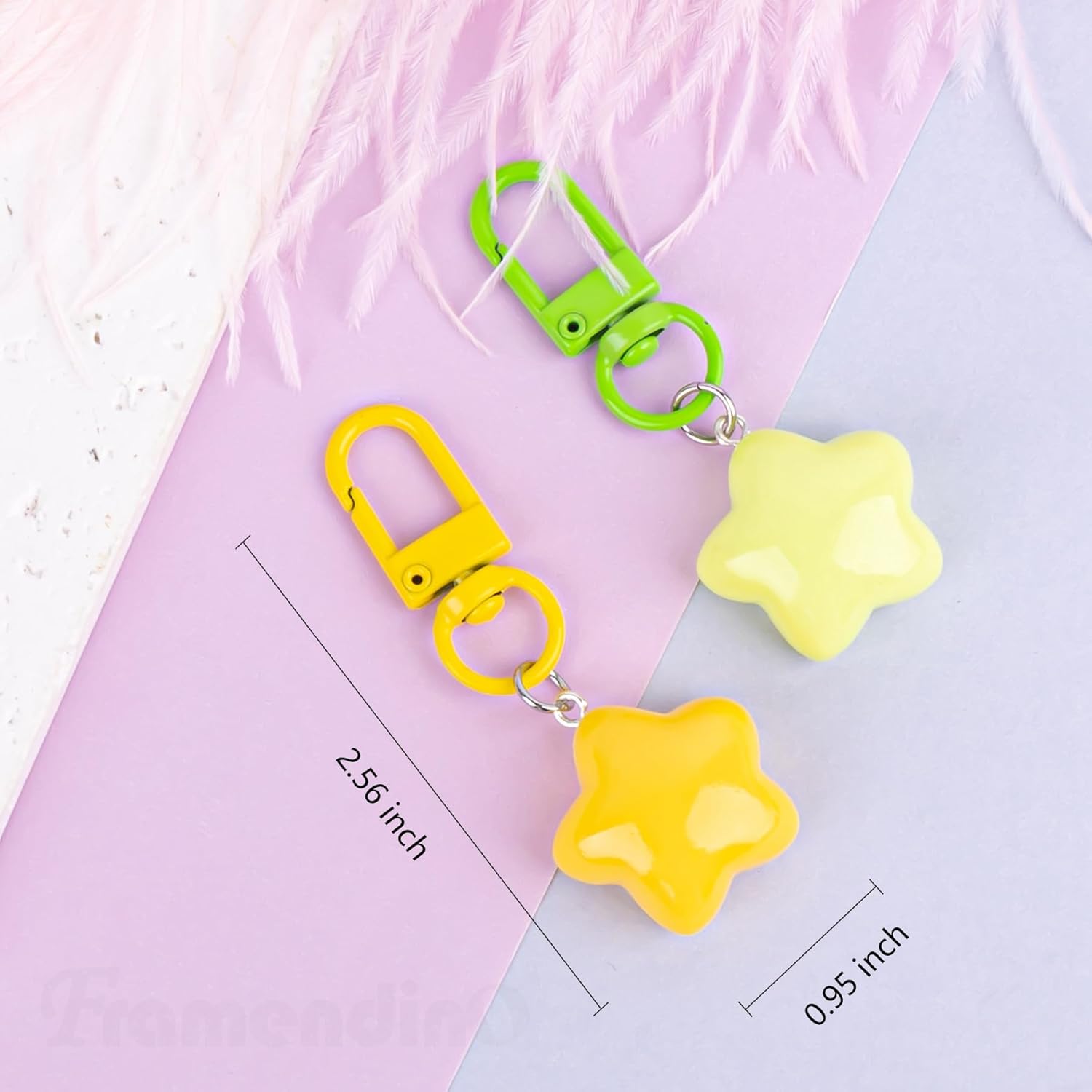 Framendino, Cute Star Keychains Small Star Keychain Chubby Star Key Chains Key Ring for Women Bag Decor - Image 2