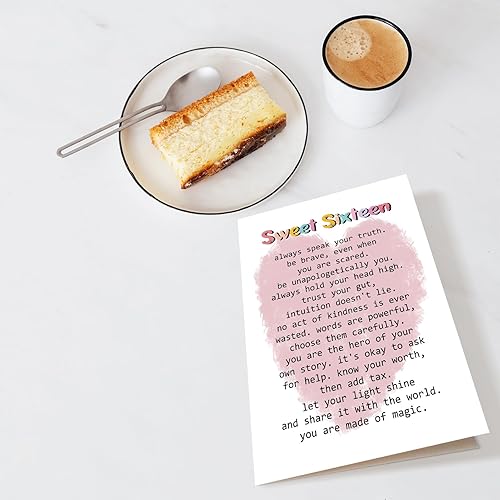 Miniatura 4 de Chenive Tarjeta de cumpleaños de 16 años para niña y niño, tarjeta de cumpleaños de 16 años para hija, nieta, sobrina, tarjeta de poema de