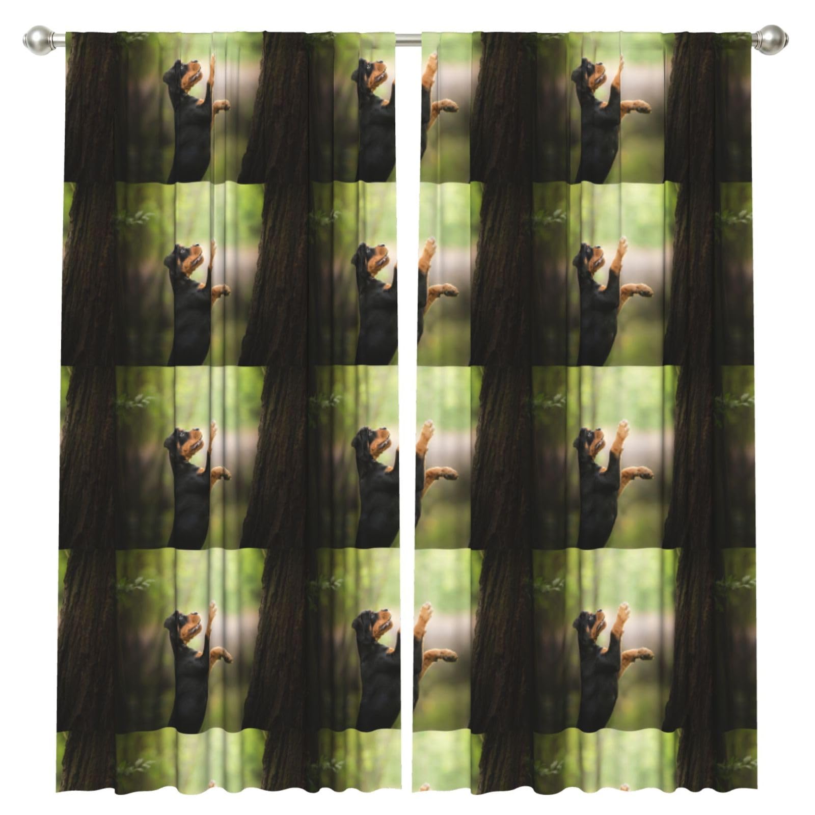 InOmak Rottweiler Pets Puppy Dogs Bokeh, 2 Panels Window Curtains 52 x 84 Inch Blackout Curtains for Living Room Bedroom