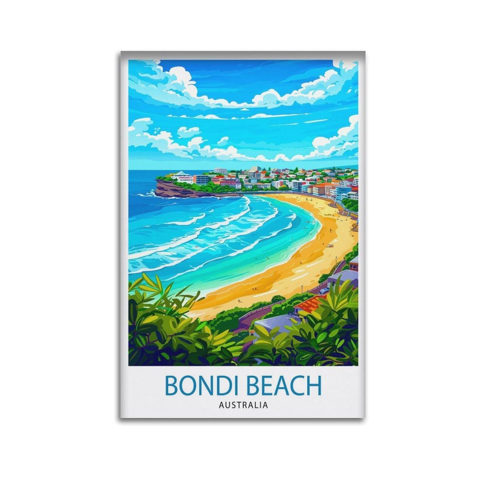 xiaoxiaoshen Bondi Beach Sydney Travel Australia L Canvas Poster Wall Art Prints Room Aesthetic Murals Bedroom And Living Decorations 08x12inch(20x30cm)